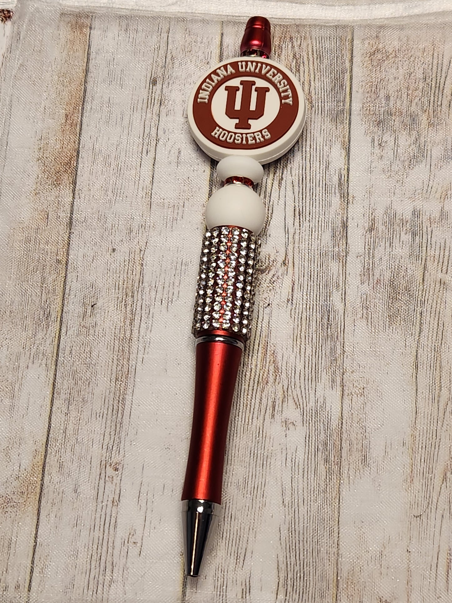 Beaded Pen: Hoosiers (Red and Sparkle)