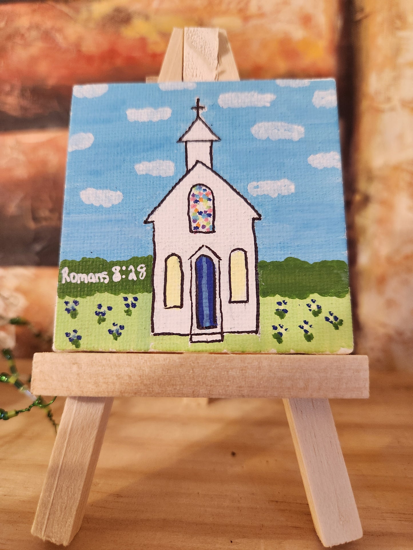 Mini Canvas: Faith (Roman's 8:28, Church, Jesus, Easter)