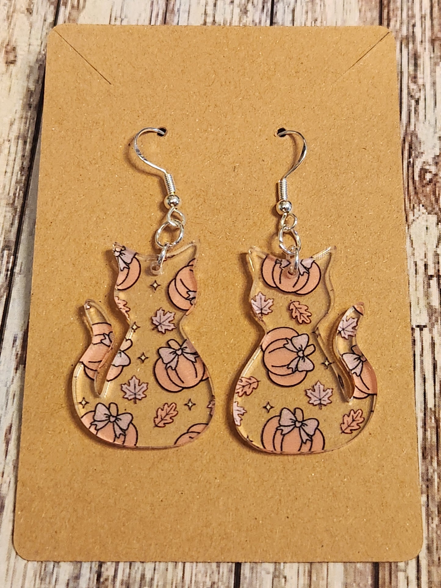 Earrings: Fall (Pink pumpkins, cats)