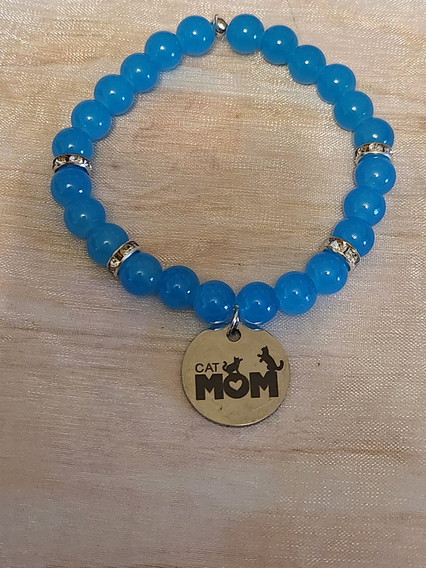 Bracelet: Cat Mom (blue)
