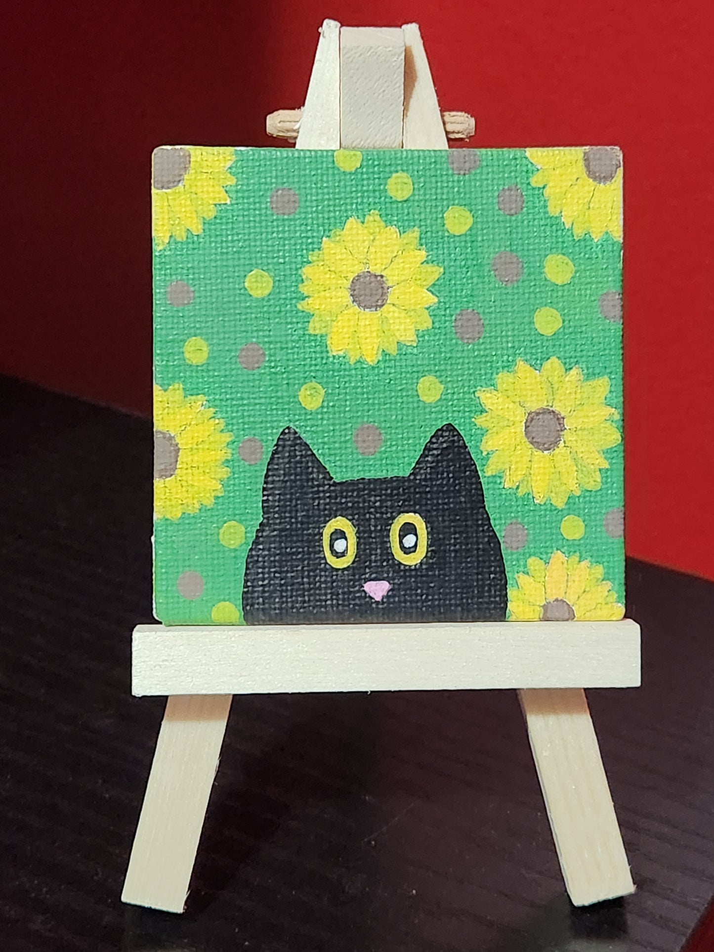 Mini Canvas: Dodger the Cat with Sunflowers