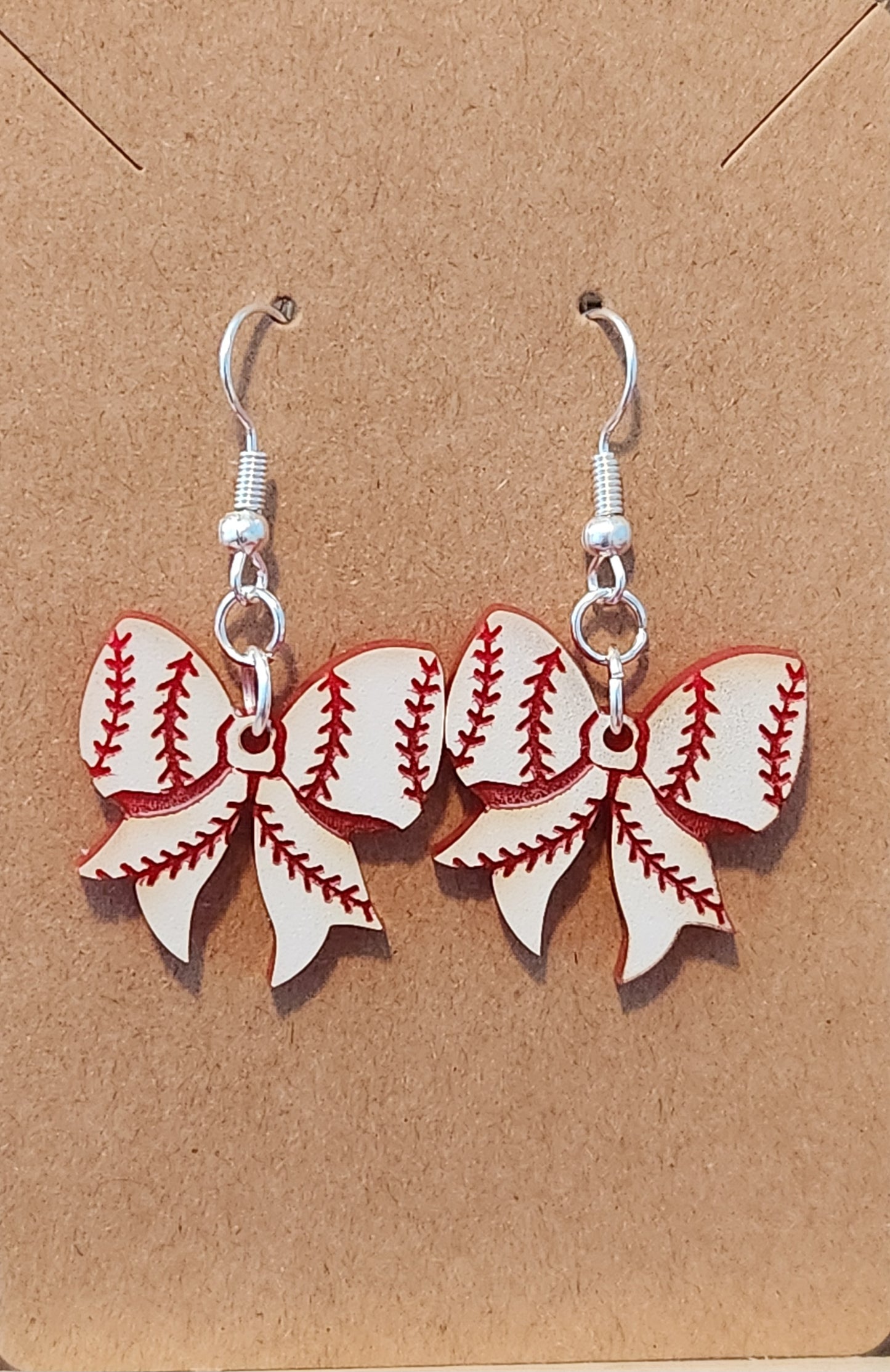 Earrings: Baseball (bows)