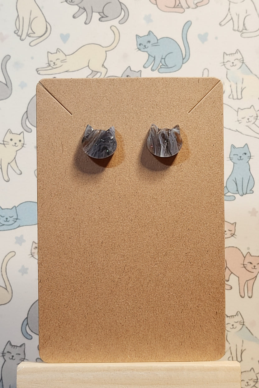Stud Earrings: Cats (brown sparkle)