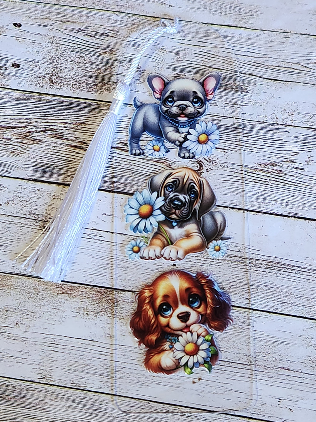 Bookmark: Puppies (with flowers)