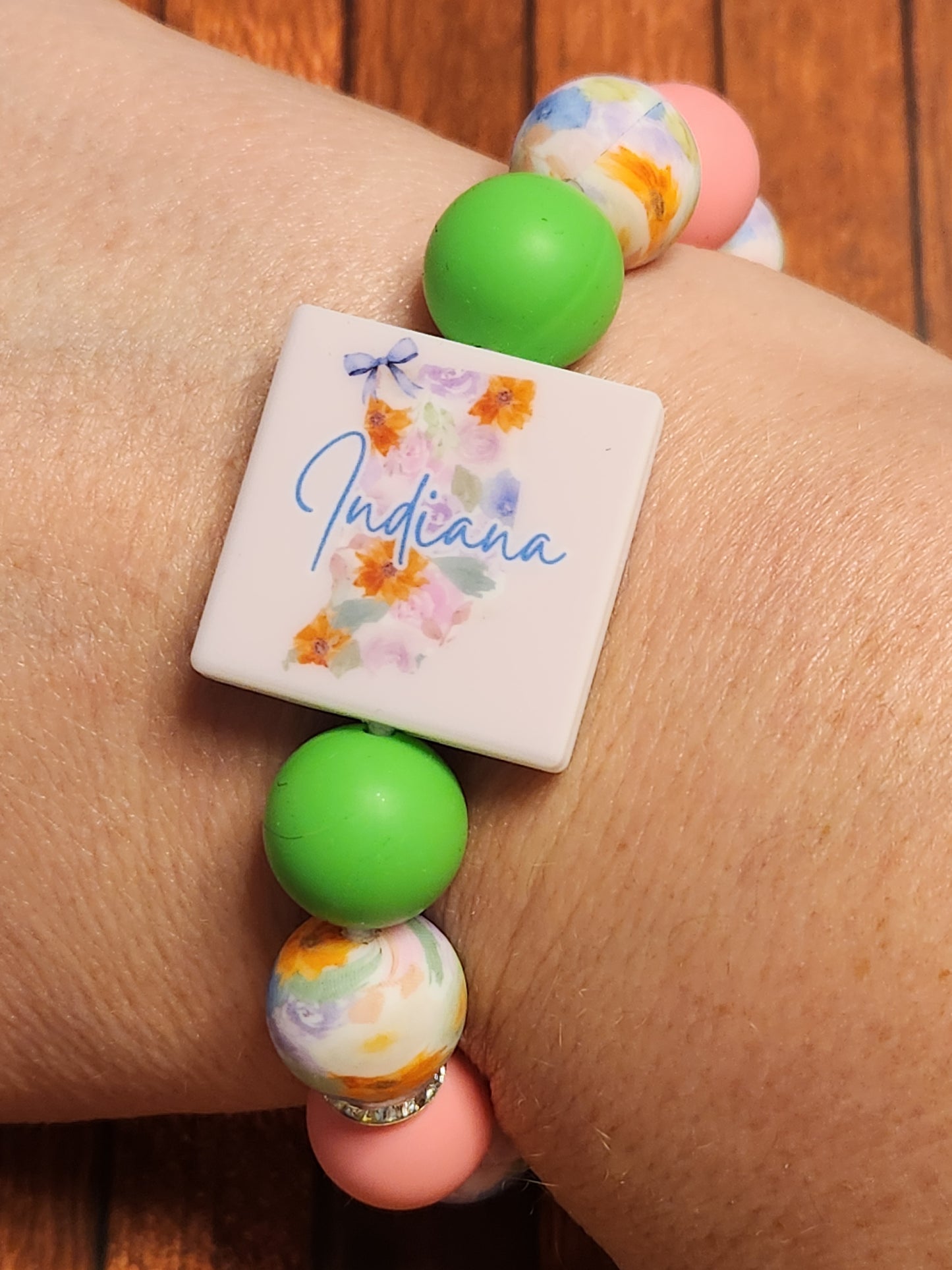 Wristlet: Indiana (green, pink and purple)