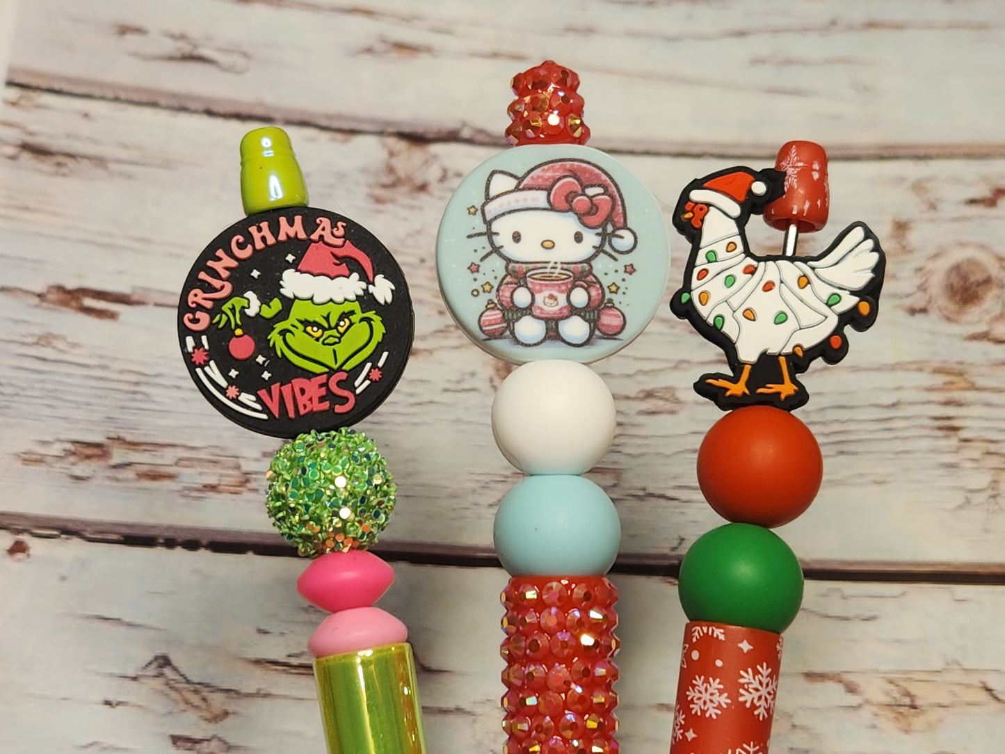 Beaded Pen: Winter (Christmas Chicken)