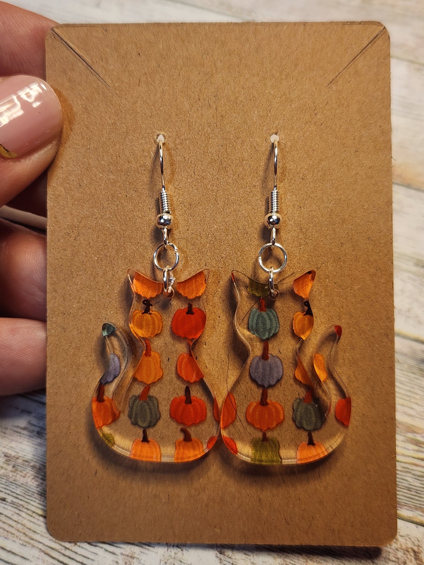 Earrings: Fall (orange, blue and red pumpkins)