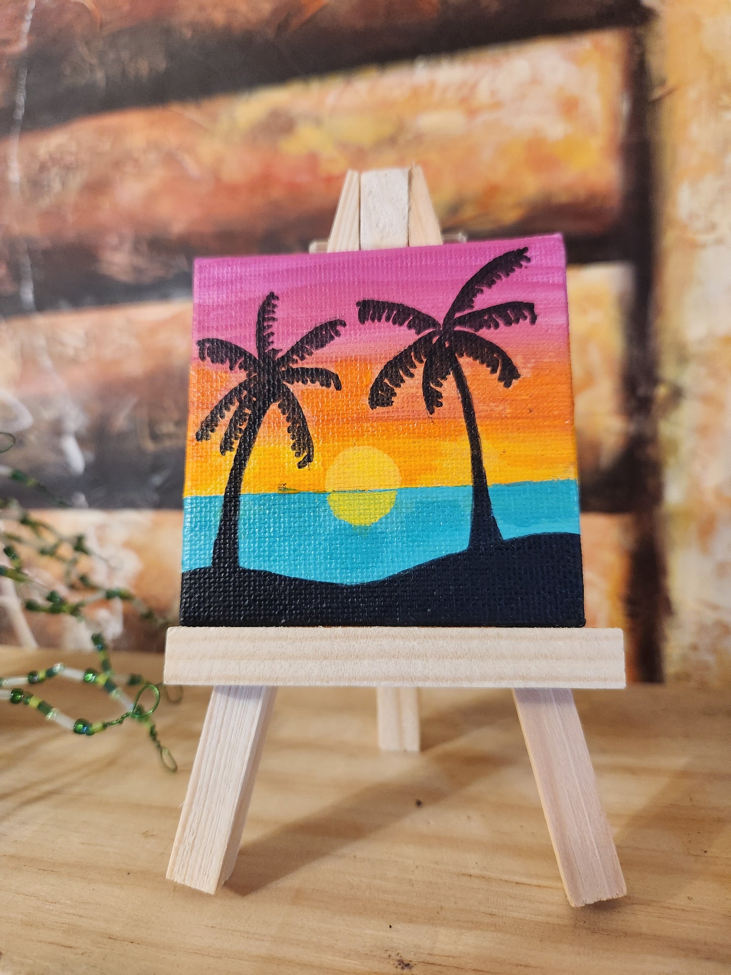 Mini Canvas: Palm Trees and Sunset Vibes
