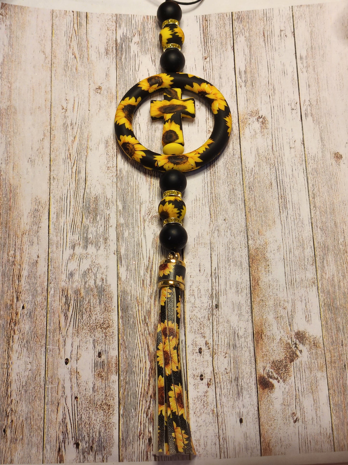 Car Charms: Faith (Sunflowers, black and yellow)