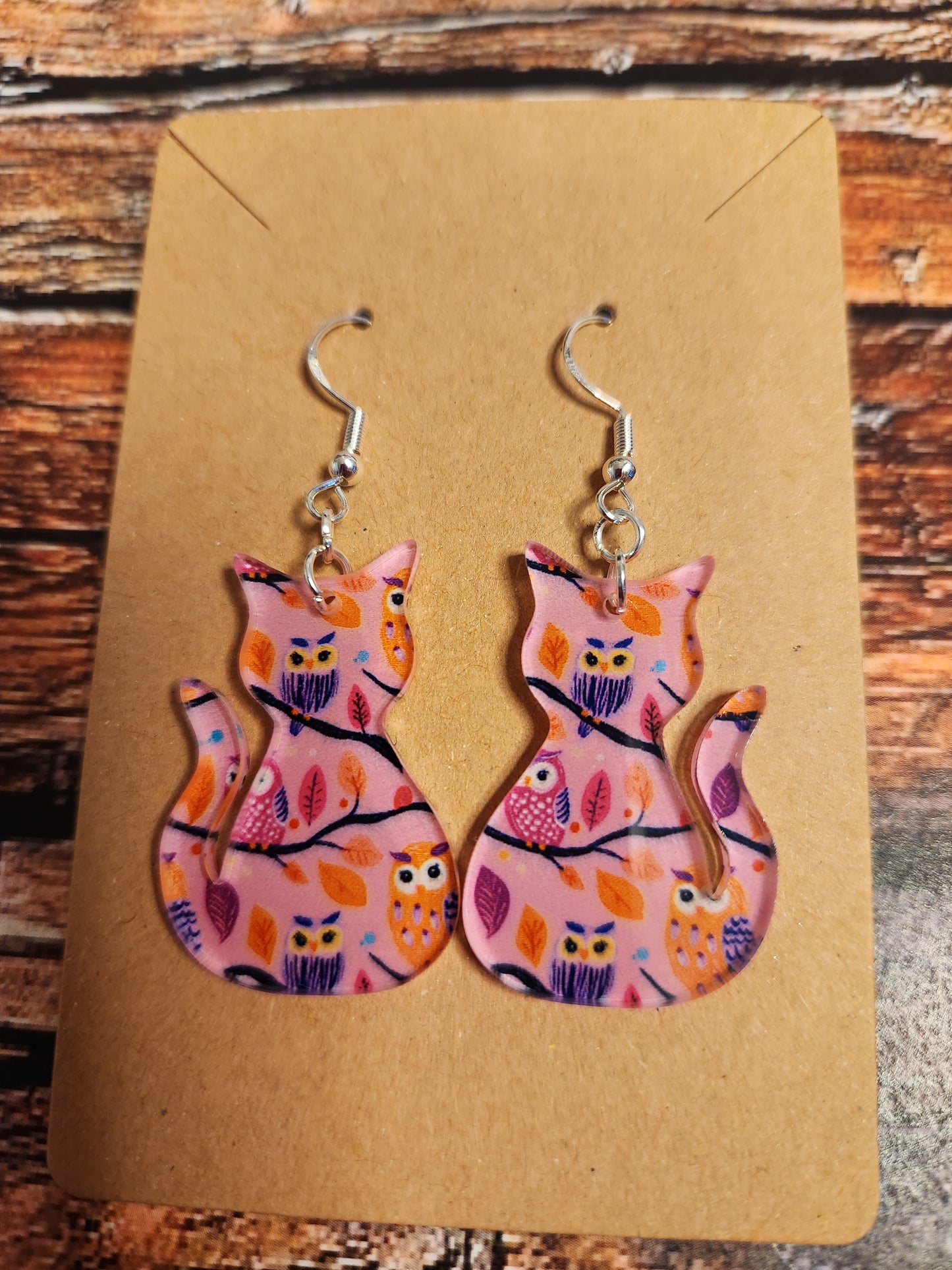 Earrings: (cats, owls, pink)