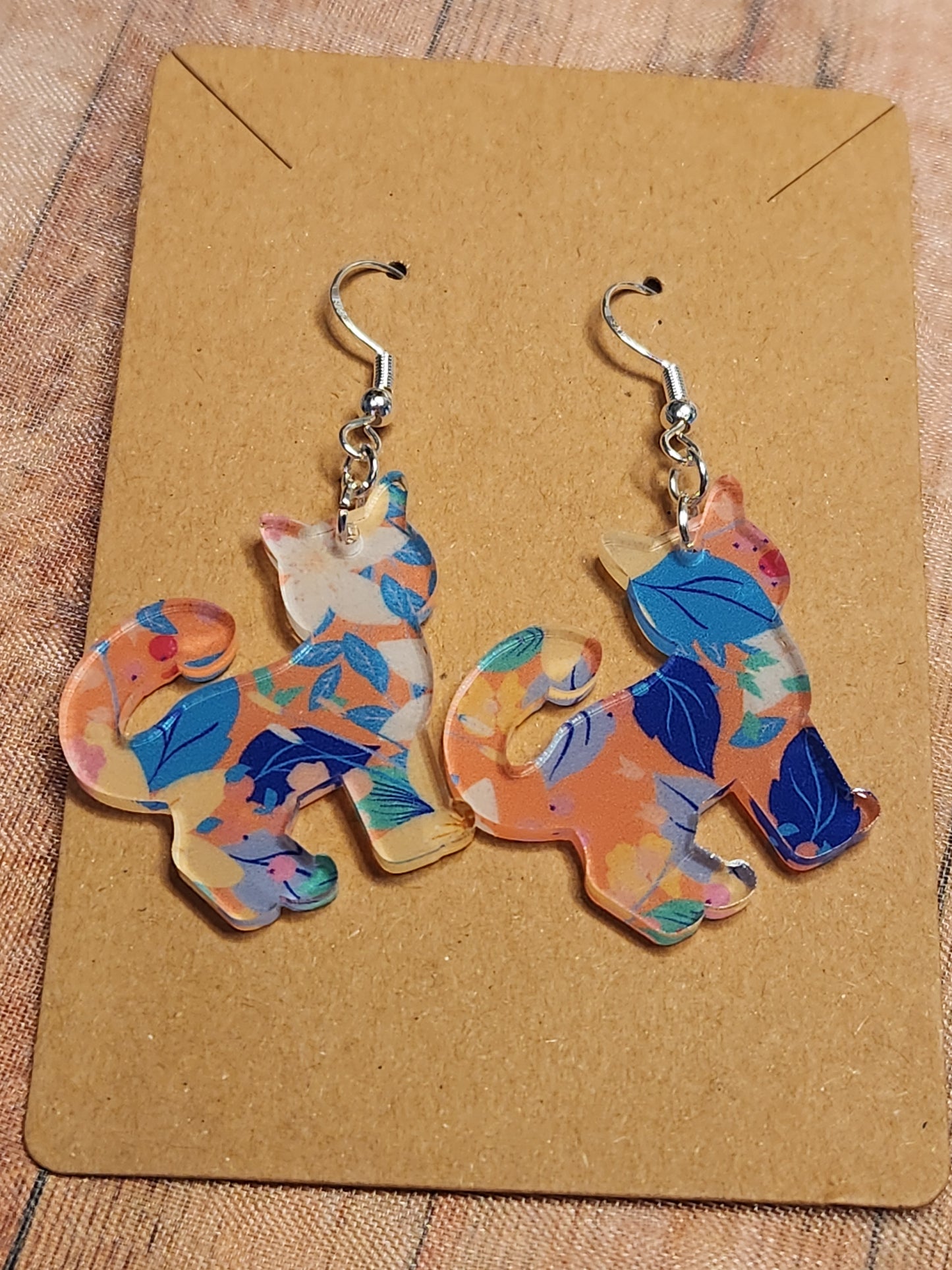 Earrings: Cats (Patchwork, Spring, Floral)