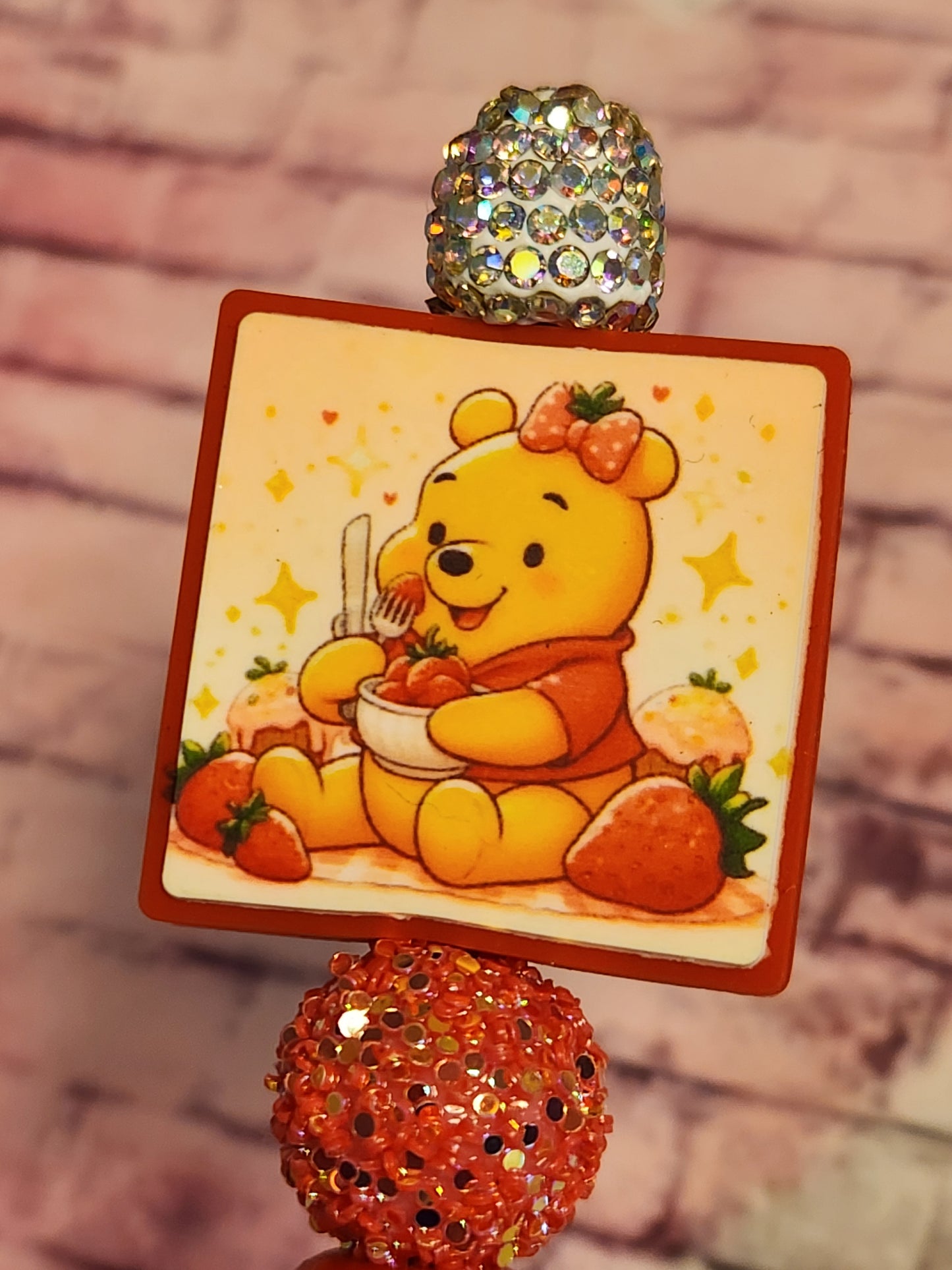Beaded Pen: Winnie Pooh (Strawberries)