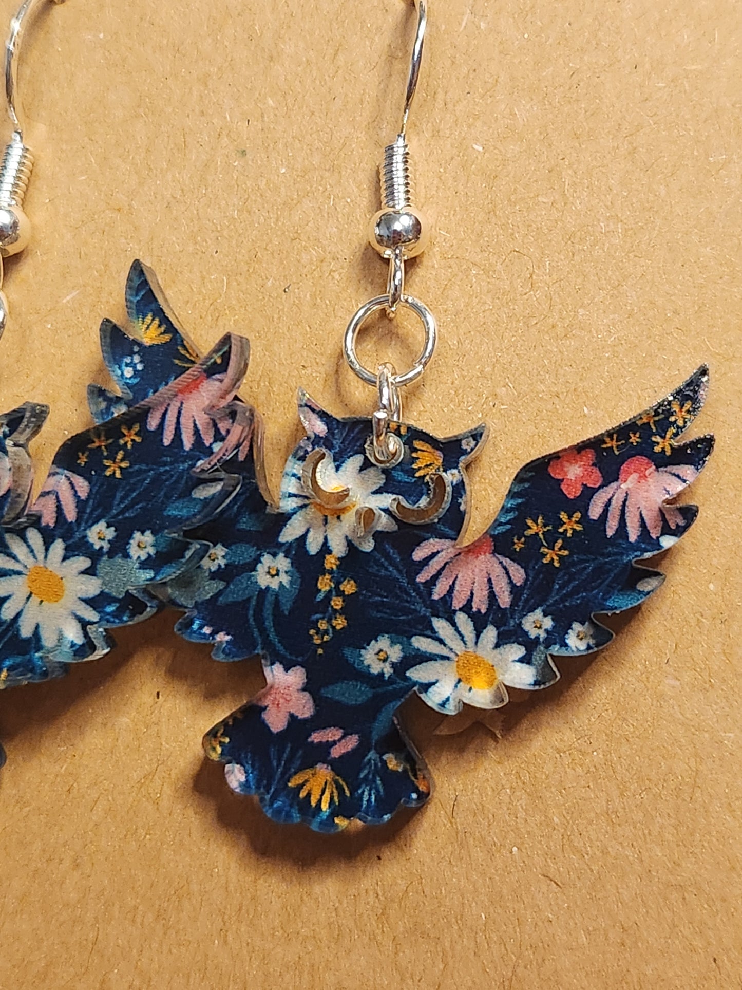 Earrings: Floral Owls