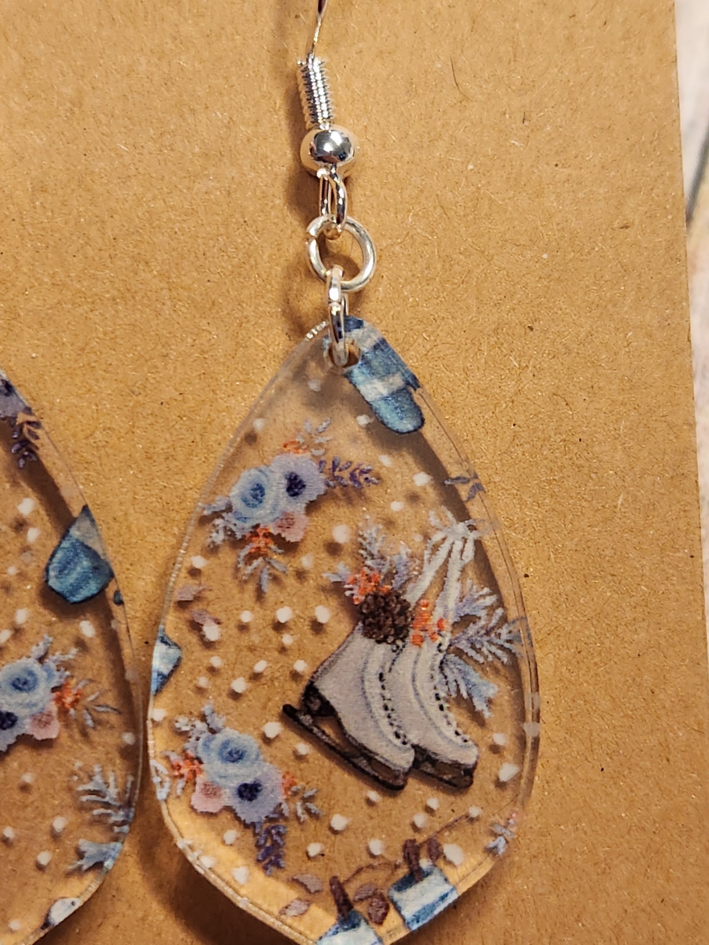 Earrings: Winter (Ice Skates, snowflakes, and floral)