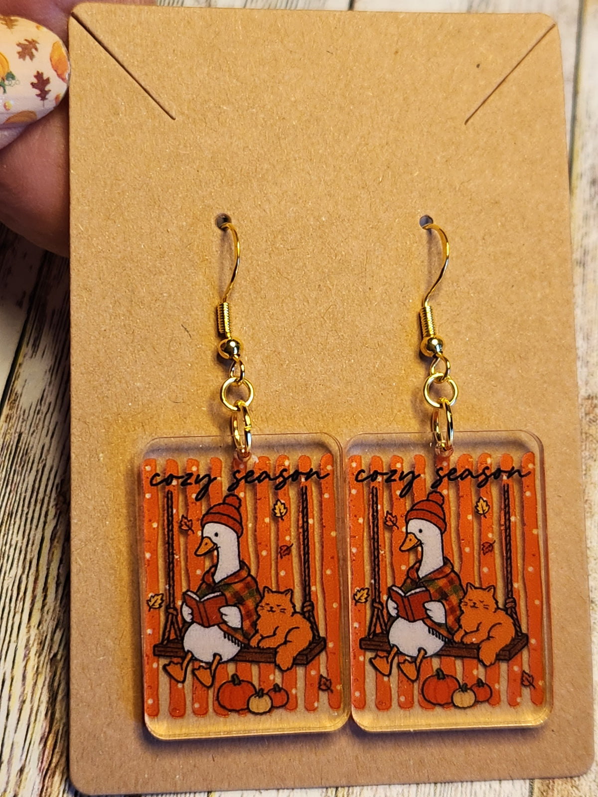 Earrings: Fall (Cozy Season, goose, cat)