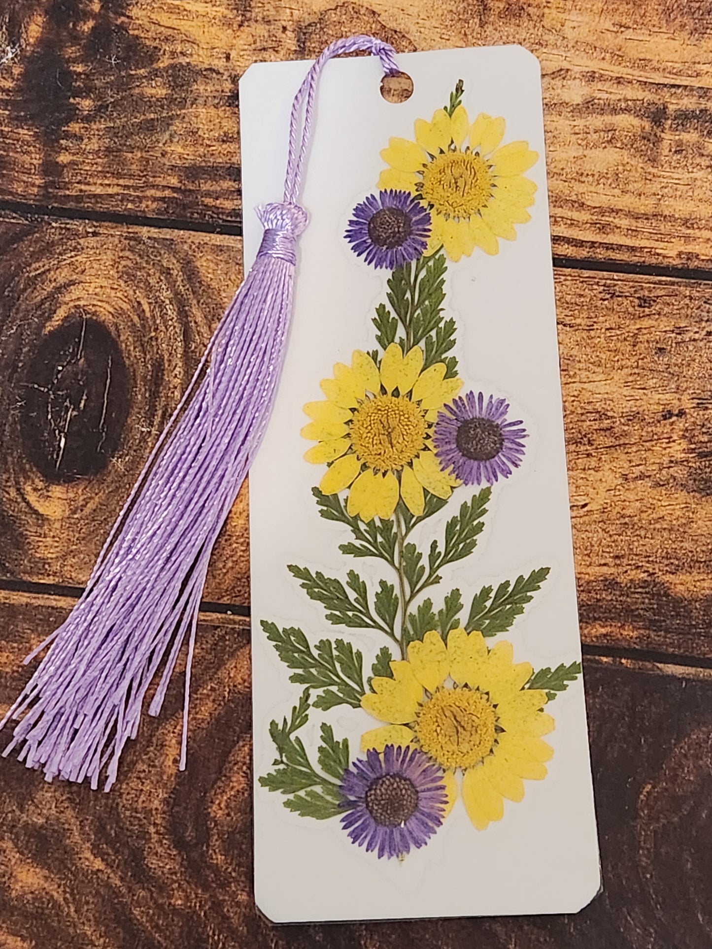 Bookmark: Shades of purple and yellow (purple tassel)