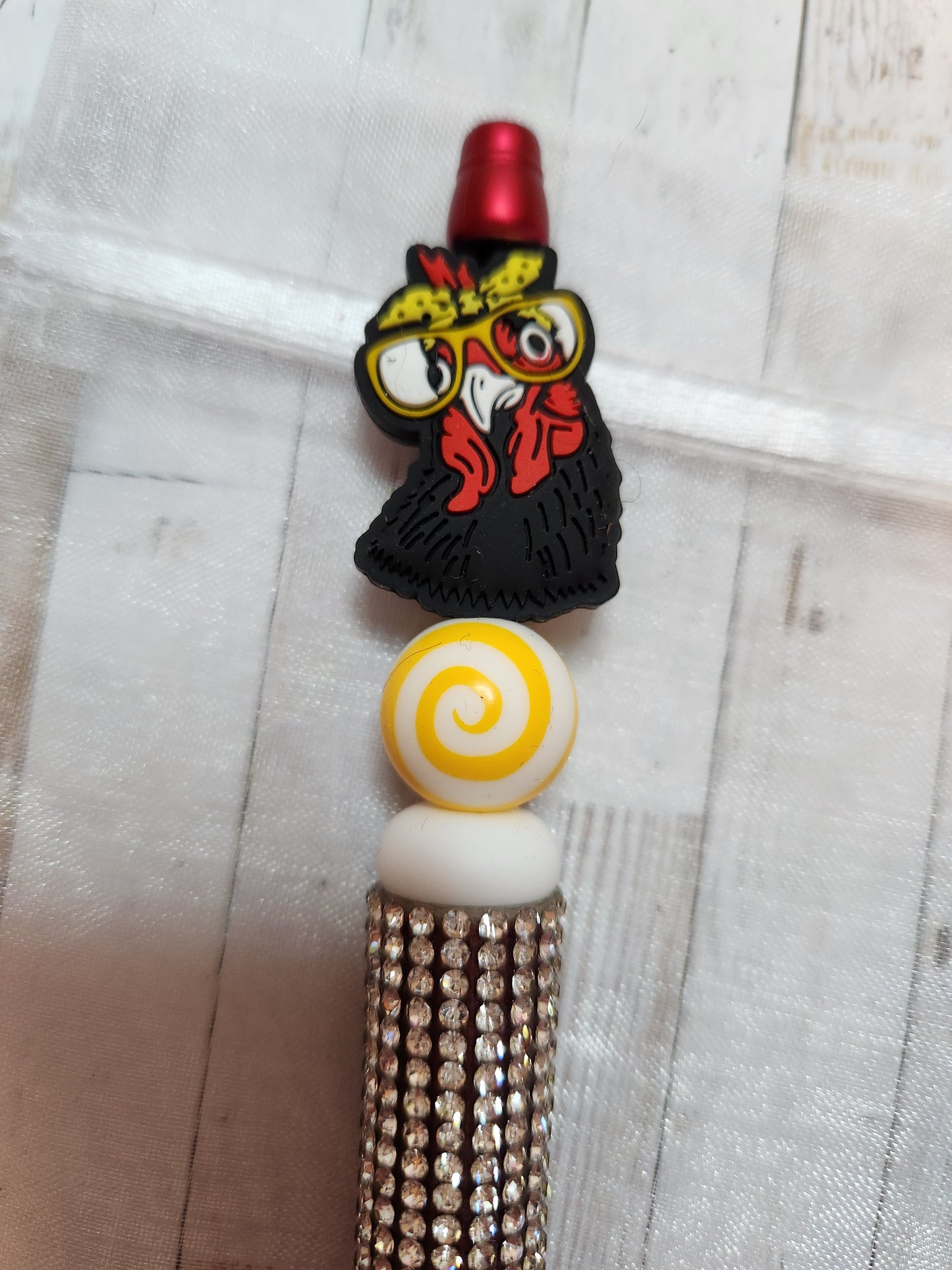 Beaded Pen: Chicken w/glasses