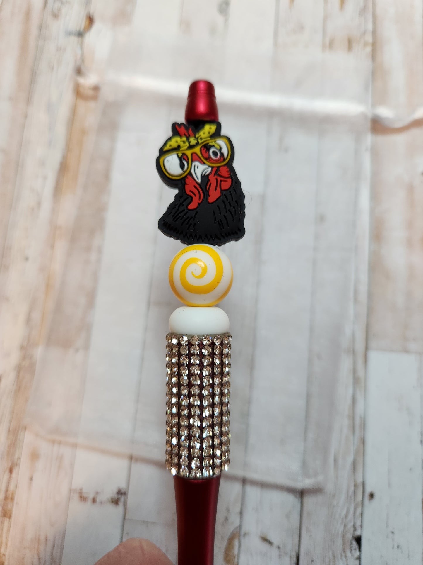 Beaded Pen: Chicken w/glasses