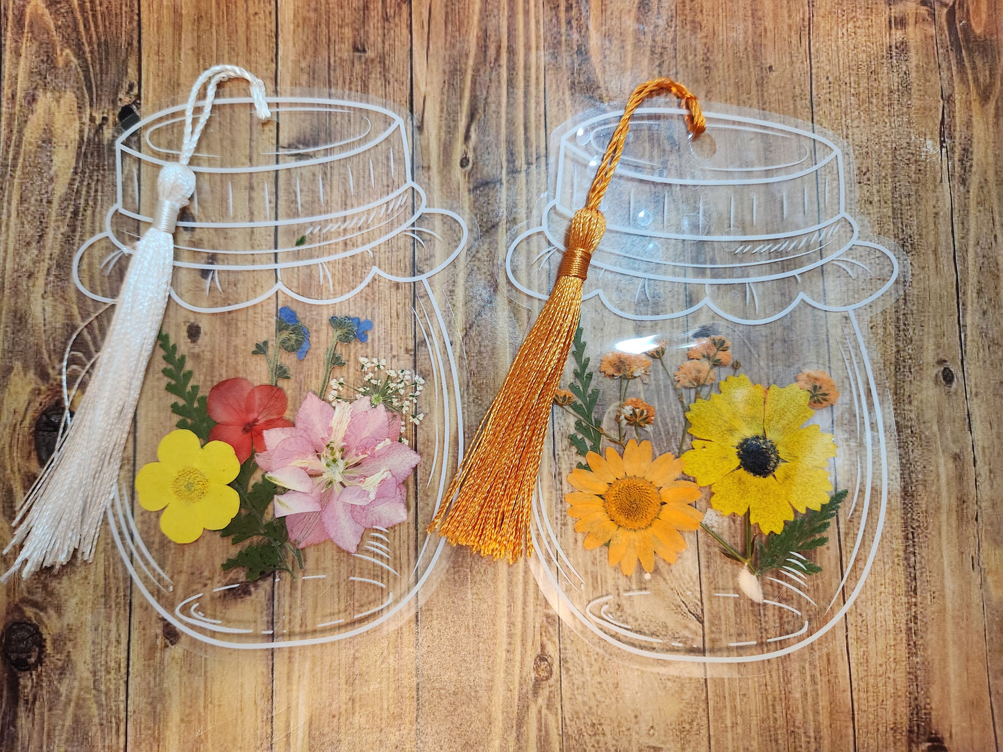 Floral Bookmark (Left, pink, red and yellow flowers)