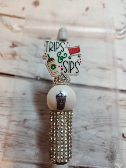 Beaded Pen: Coffee (Trips and Sips)