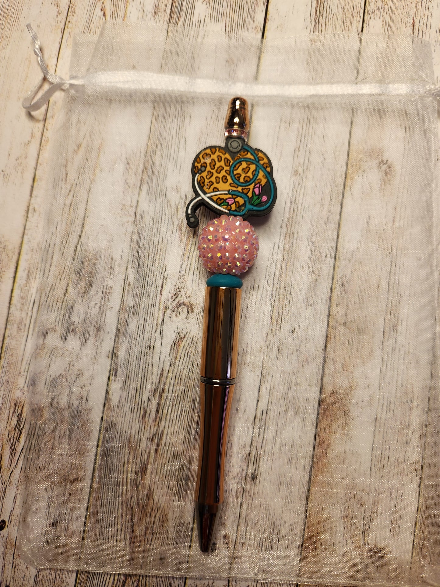 Beaded Pen: Healthcare (Stethoscope Heart/Nurse)