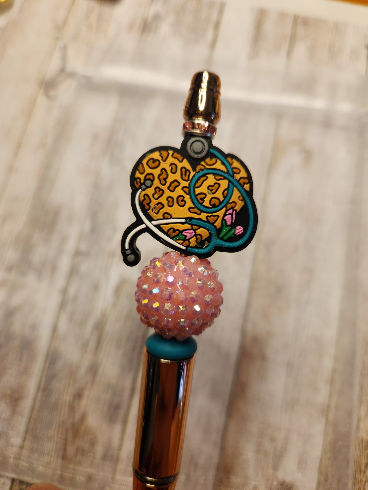 Beaded Pen: Healthcare (Stethoscope Heart/Nurse)