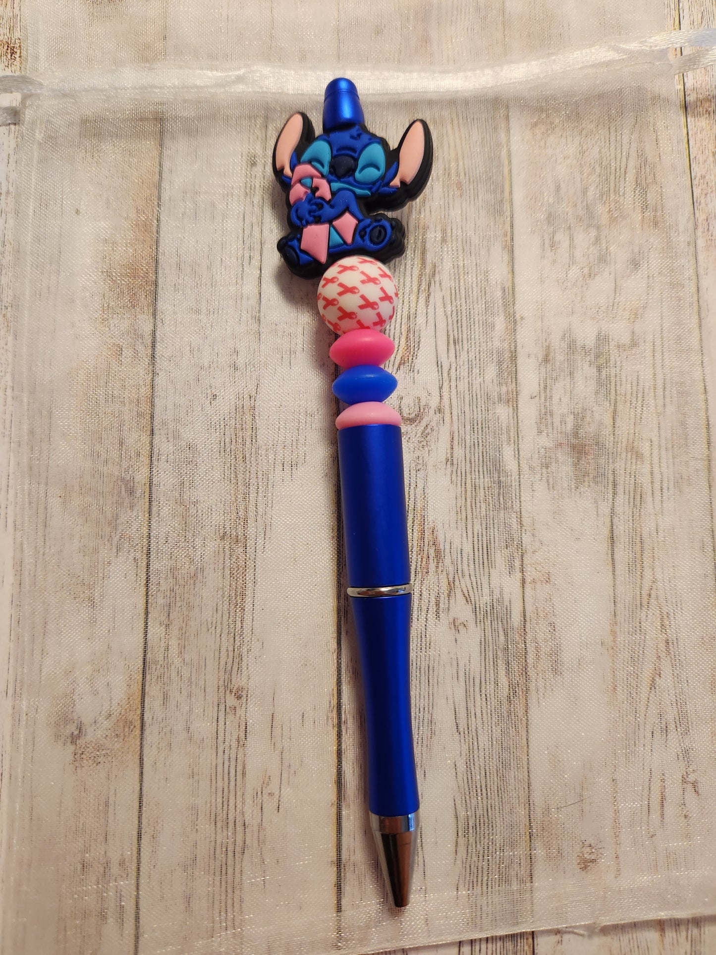 Beaded Pen: Stitch (Cancer Awareness)