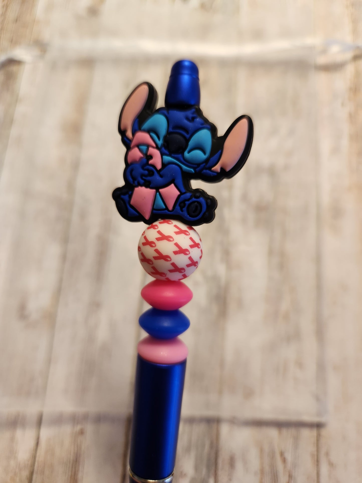 Beaded Pen: Stitch (Cancer Awareness)