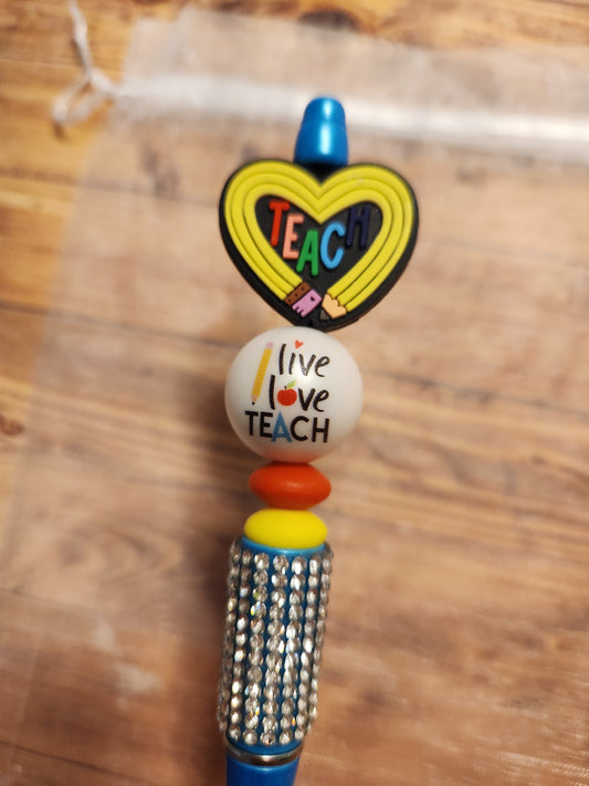 Beaded Pen: School (Teach, Teacher, Pencil)