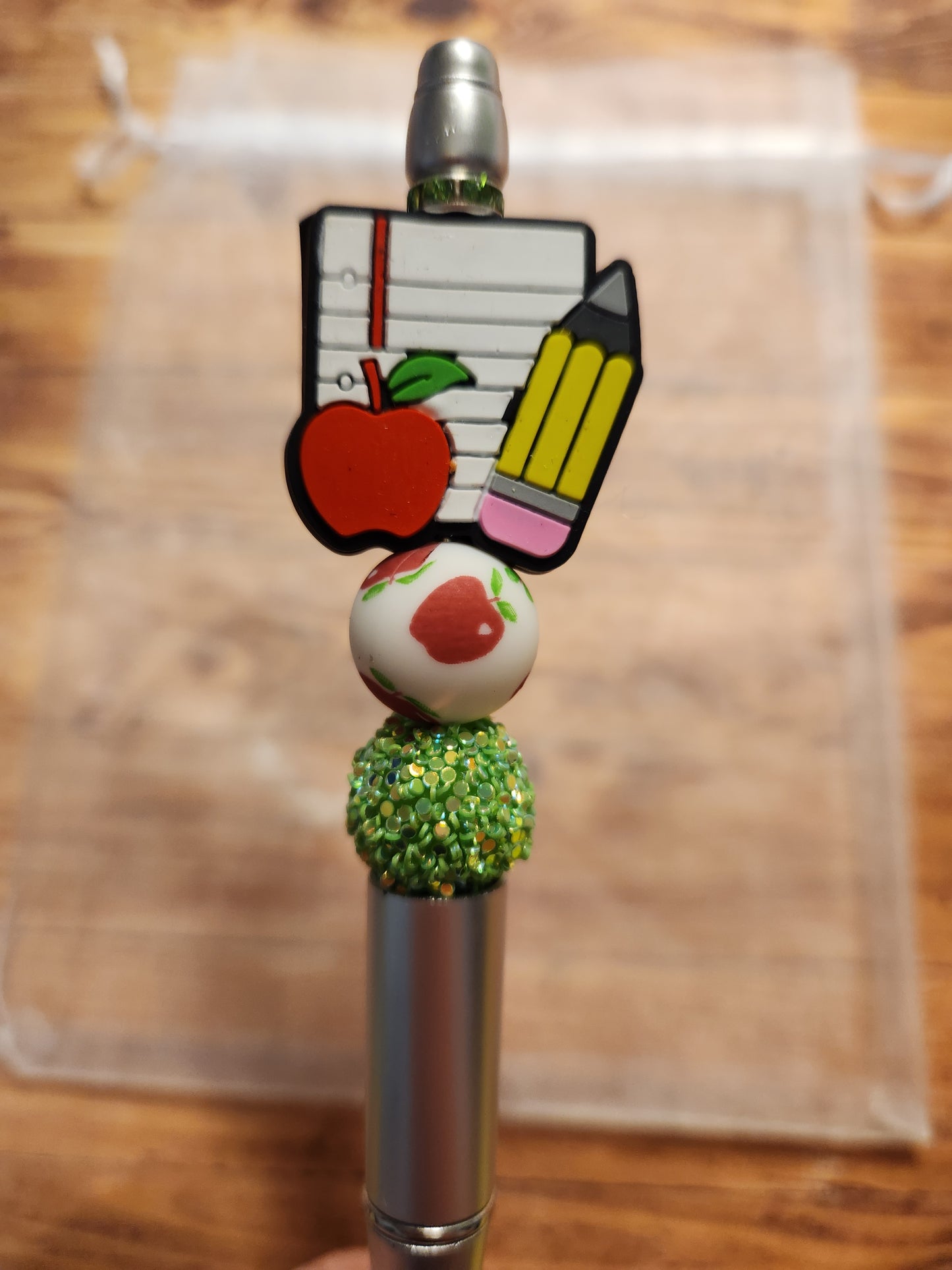 Beaded Pen: School (Notebook, Teacher, Apple)