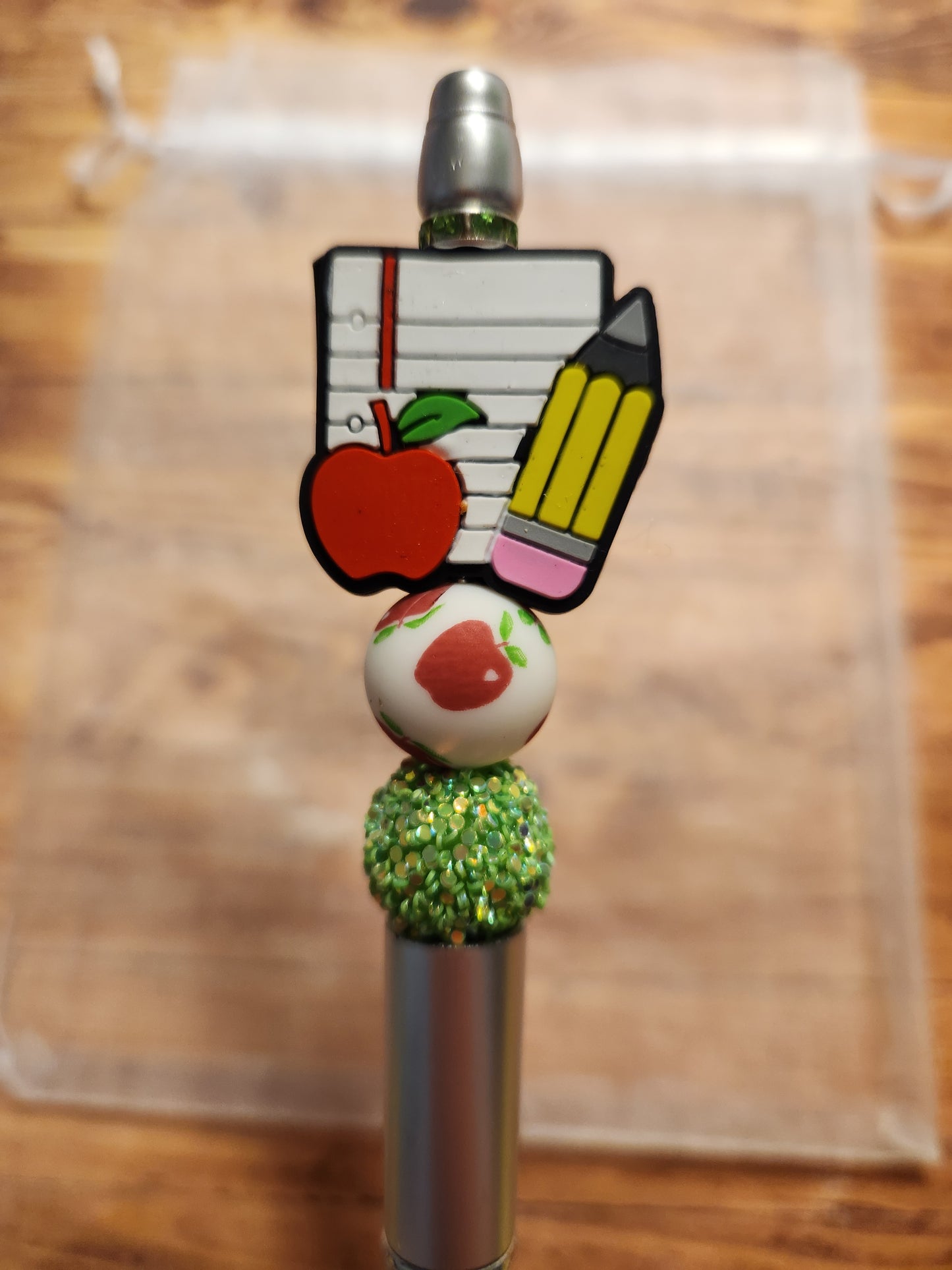 Beaded Pen: School (Notebook, Teacher, Apple)