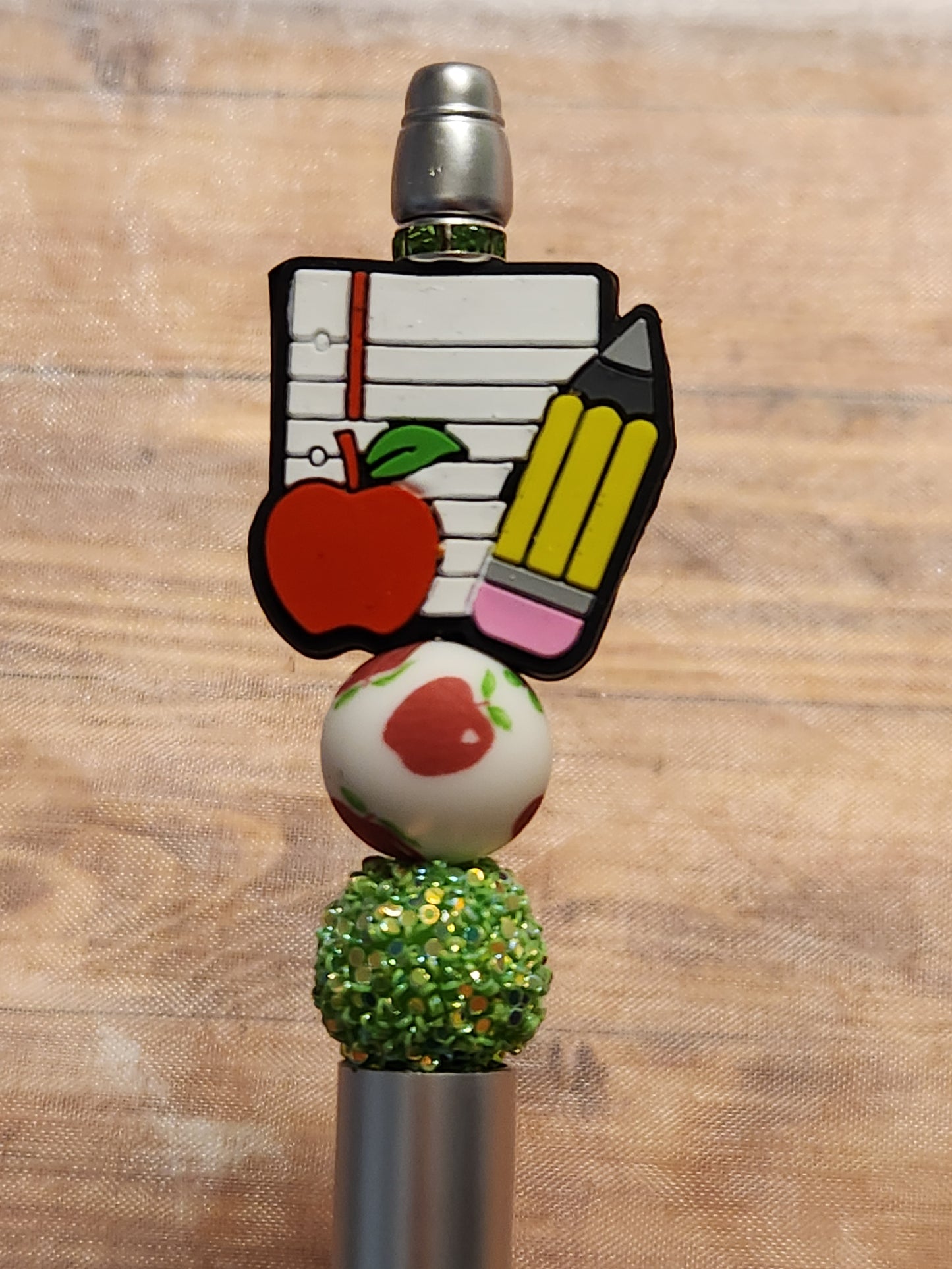 Beaded Pen: School (Notebook, Teacher, Apple)