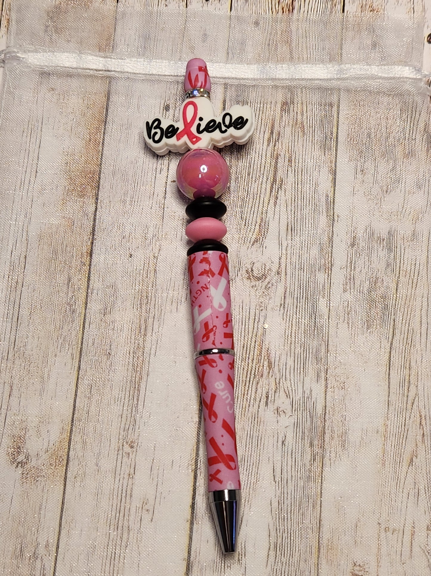 Beaded Pen: Breast Cancer Awareness (Believe, Pink, October)