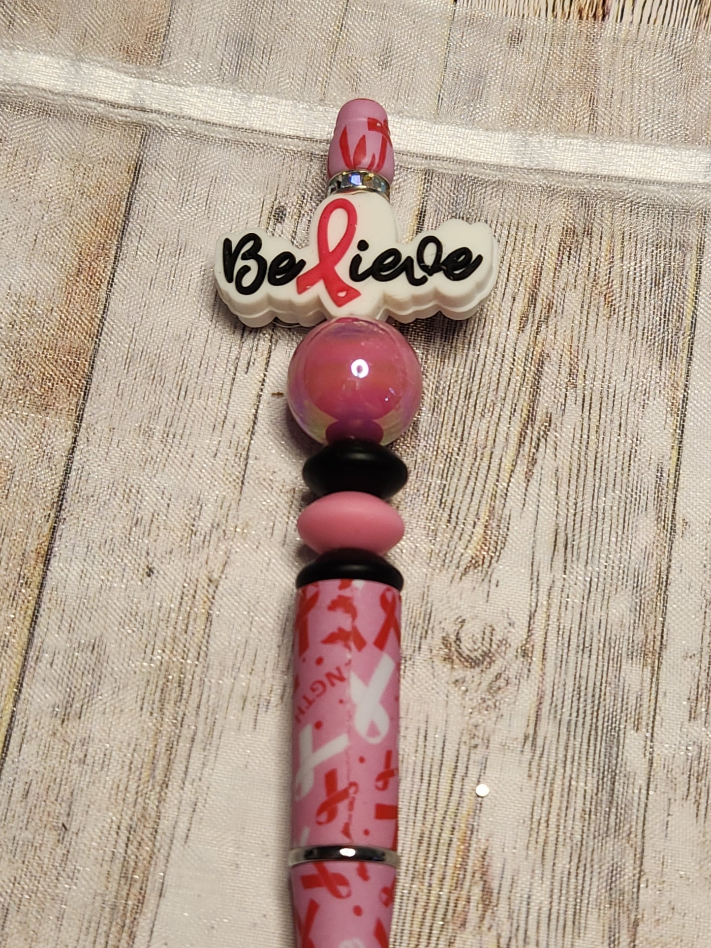 Beaded Pen: Breast Cancer Awareness (Believe, Pink, October)