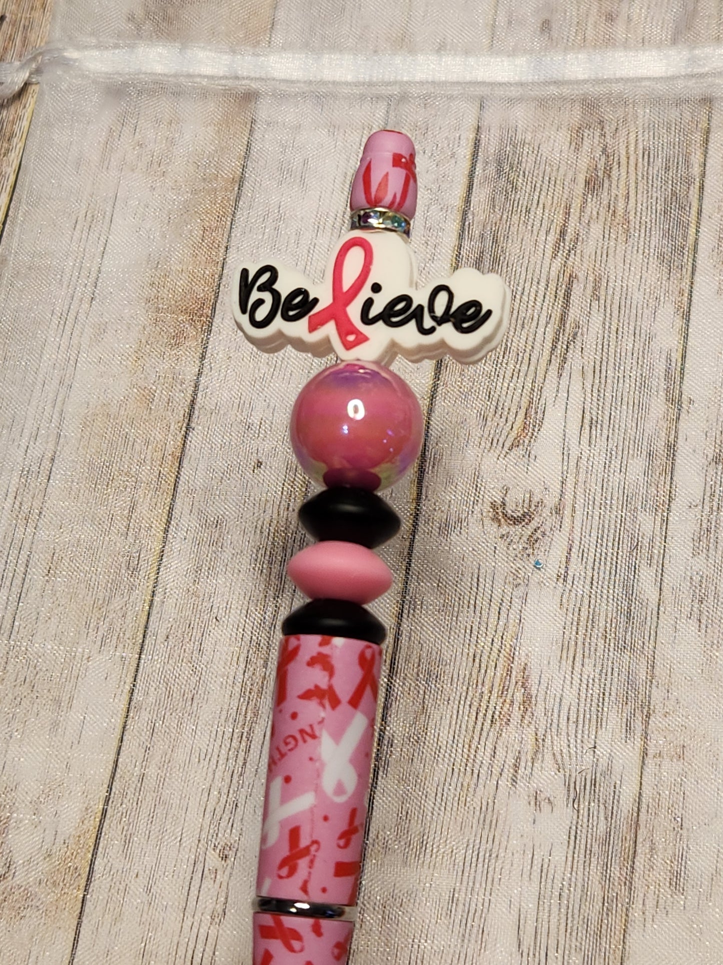 Beaded Pen: Breast Cancer Awareness (Believe, Pink, October)