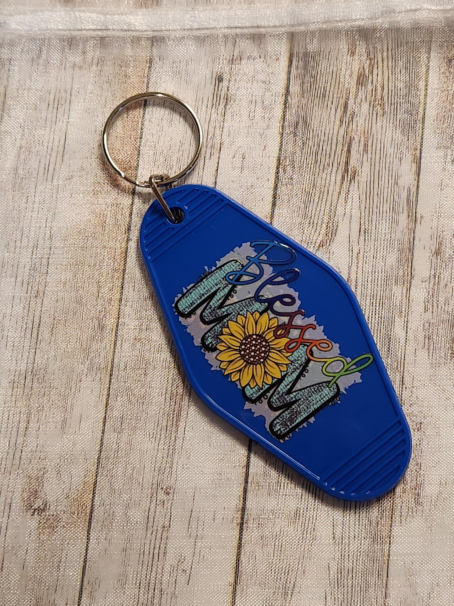 Motel Keychain: Blessed Mom (Mom, Blue)