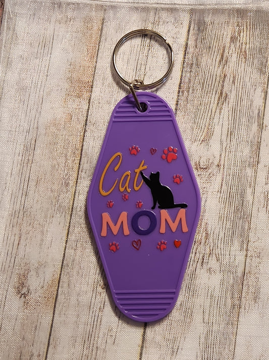 Motel Keychain: Cat Mom (Purple)