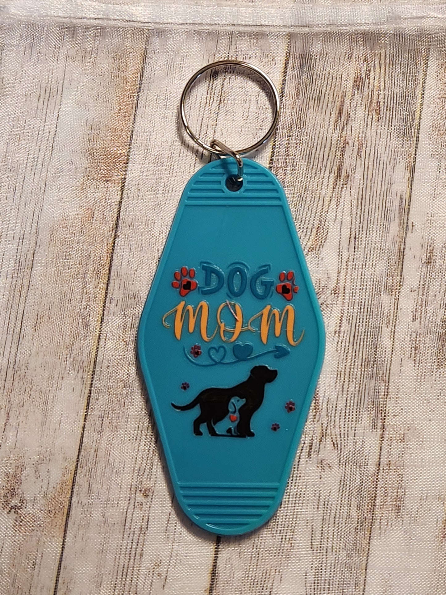 Motel Keychain: Dog Mom (Teal)