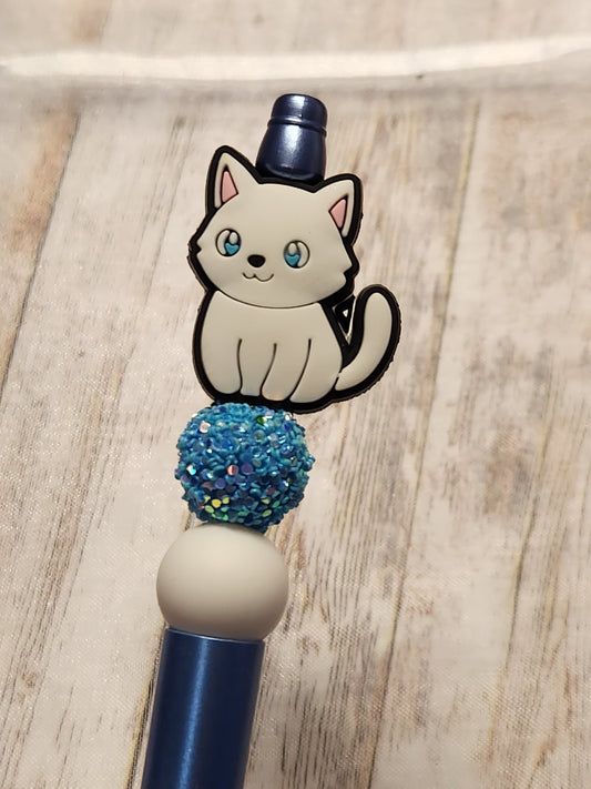 Beaded Pen: Pets (Cat, White Cat, Cats)