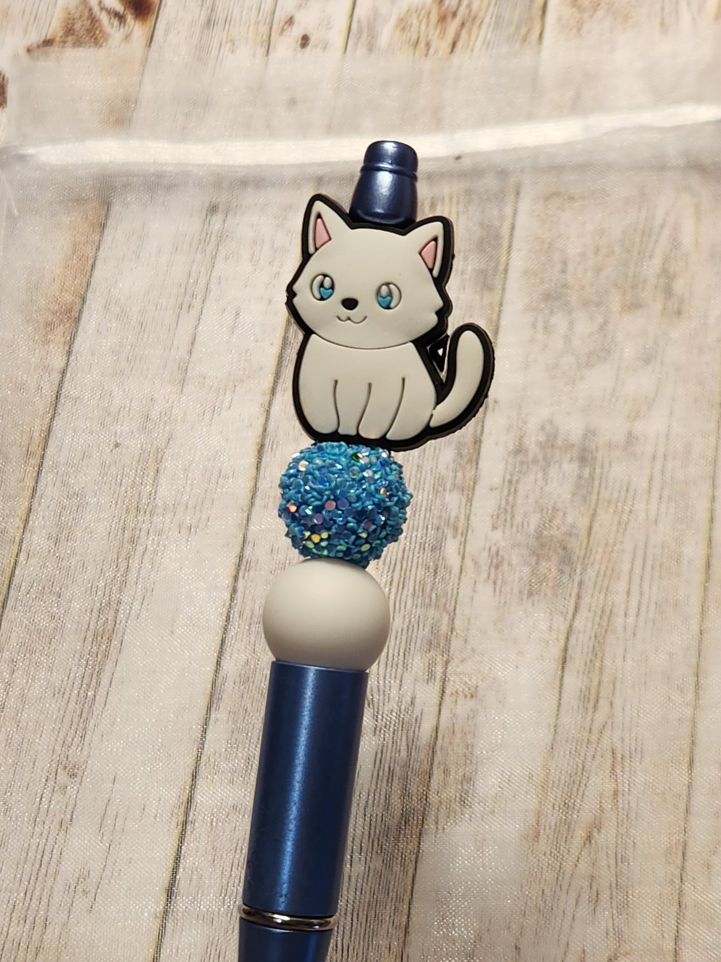 Beaded Pen: Pets (Cat, White Cat, Cats)