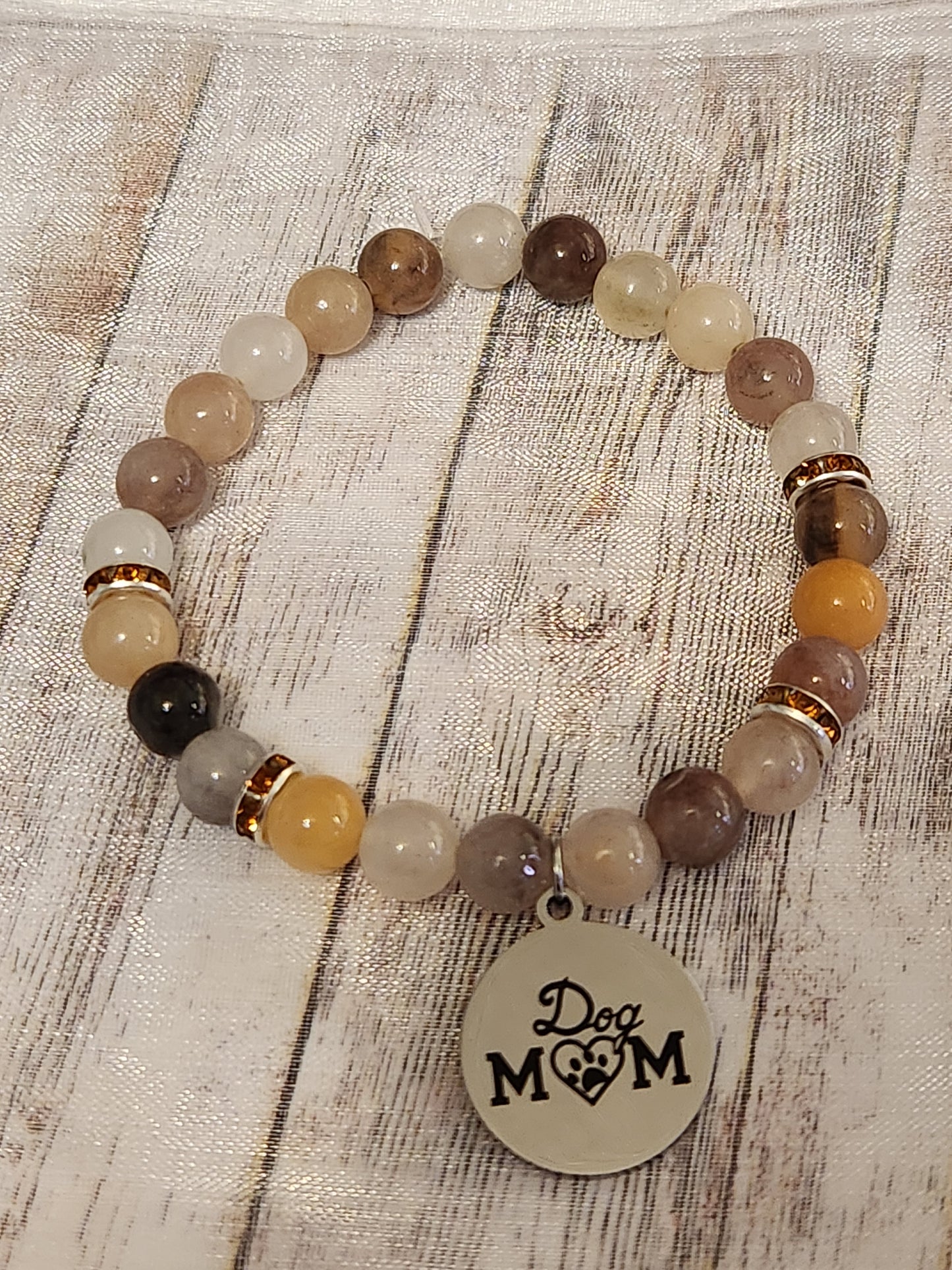 Bracelet: Dog Mom (Brown and tans)