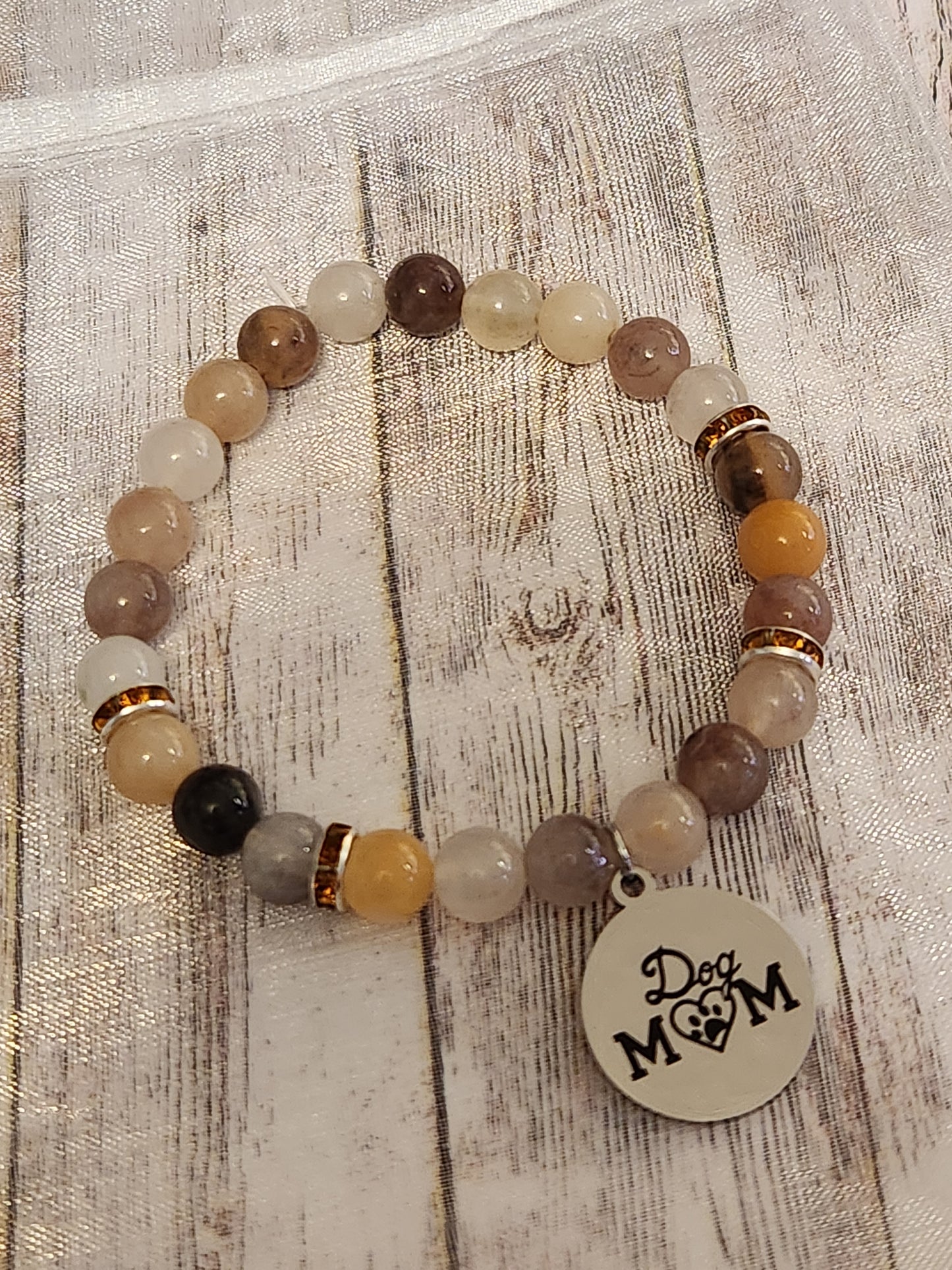 Bracelet: Dog Mom (Brown and tans)