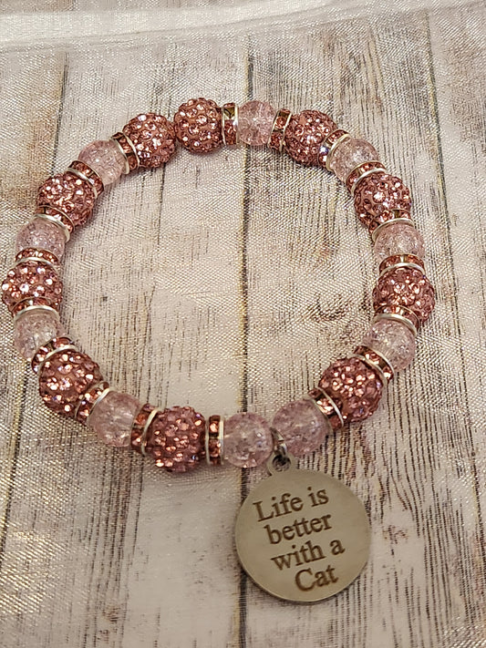 Bracelet: Life is Better with Cats (Pinks)