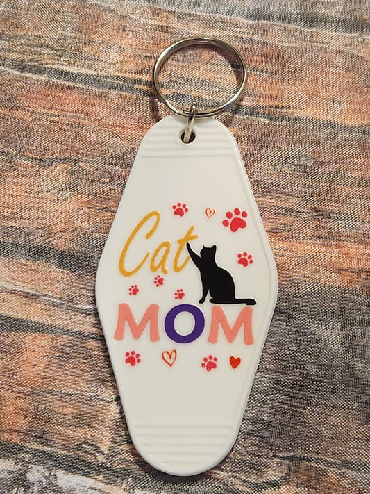 Motel Keychain: Cat Mom (White)