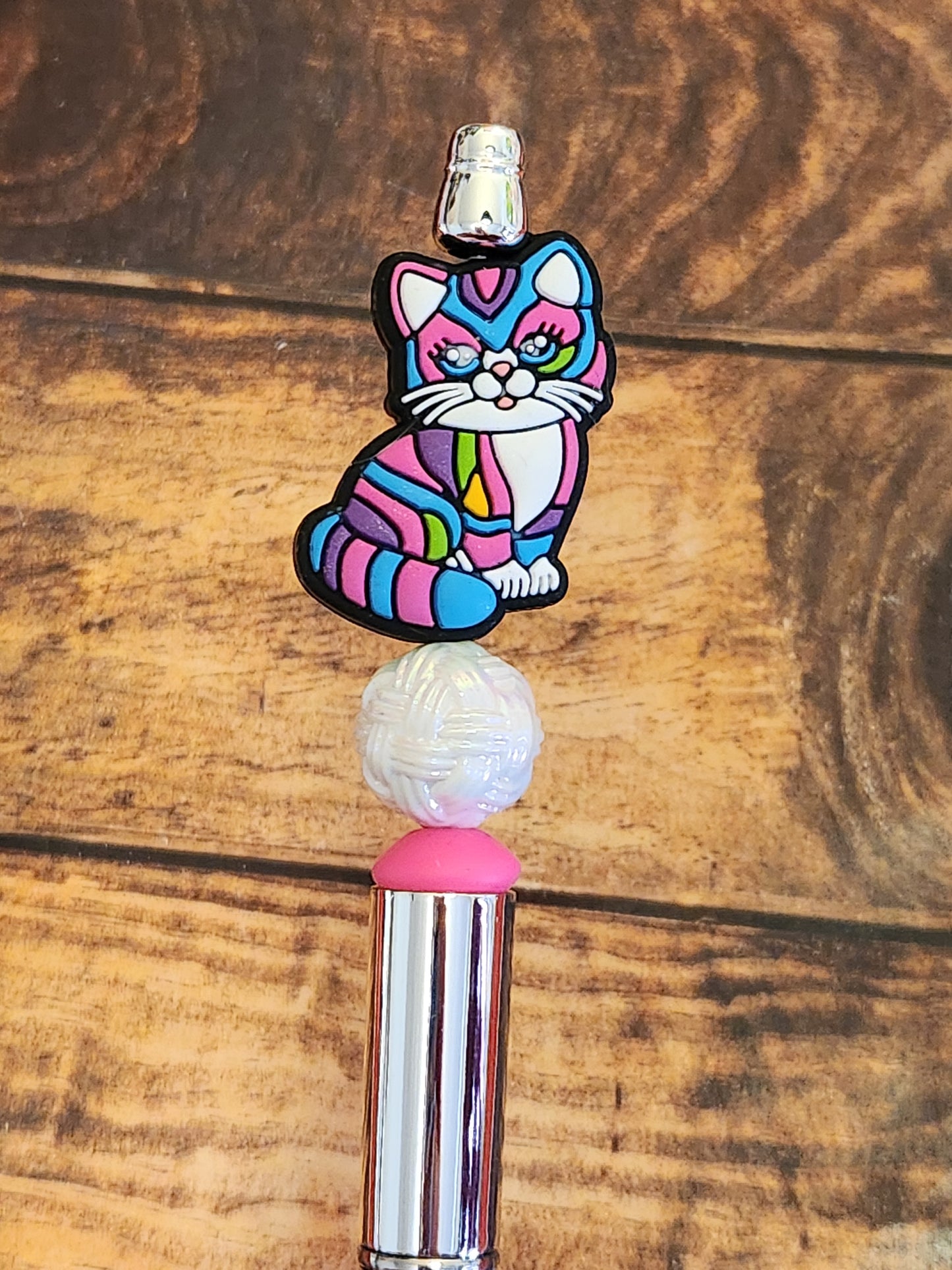 Beaded Pen: Pets (Lisa Frank inspired Cat)