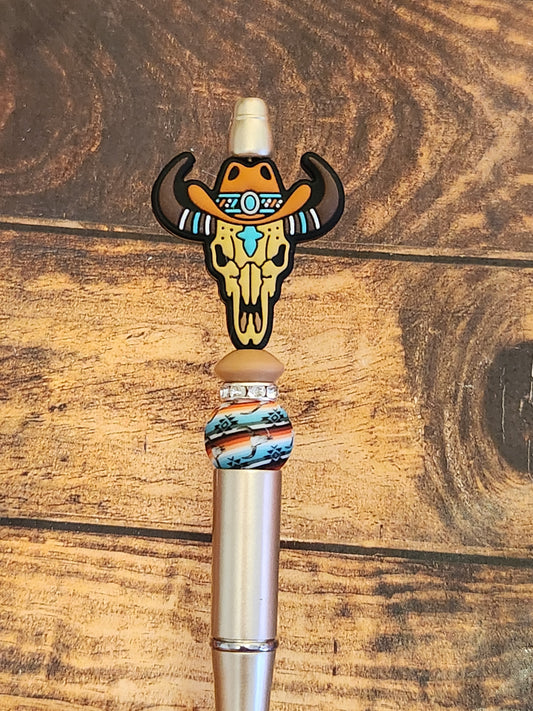 Beaded Pen: Western Skull