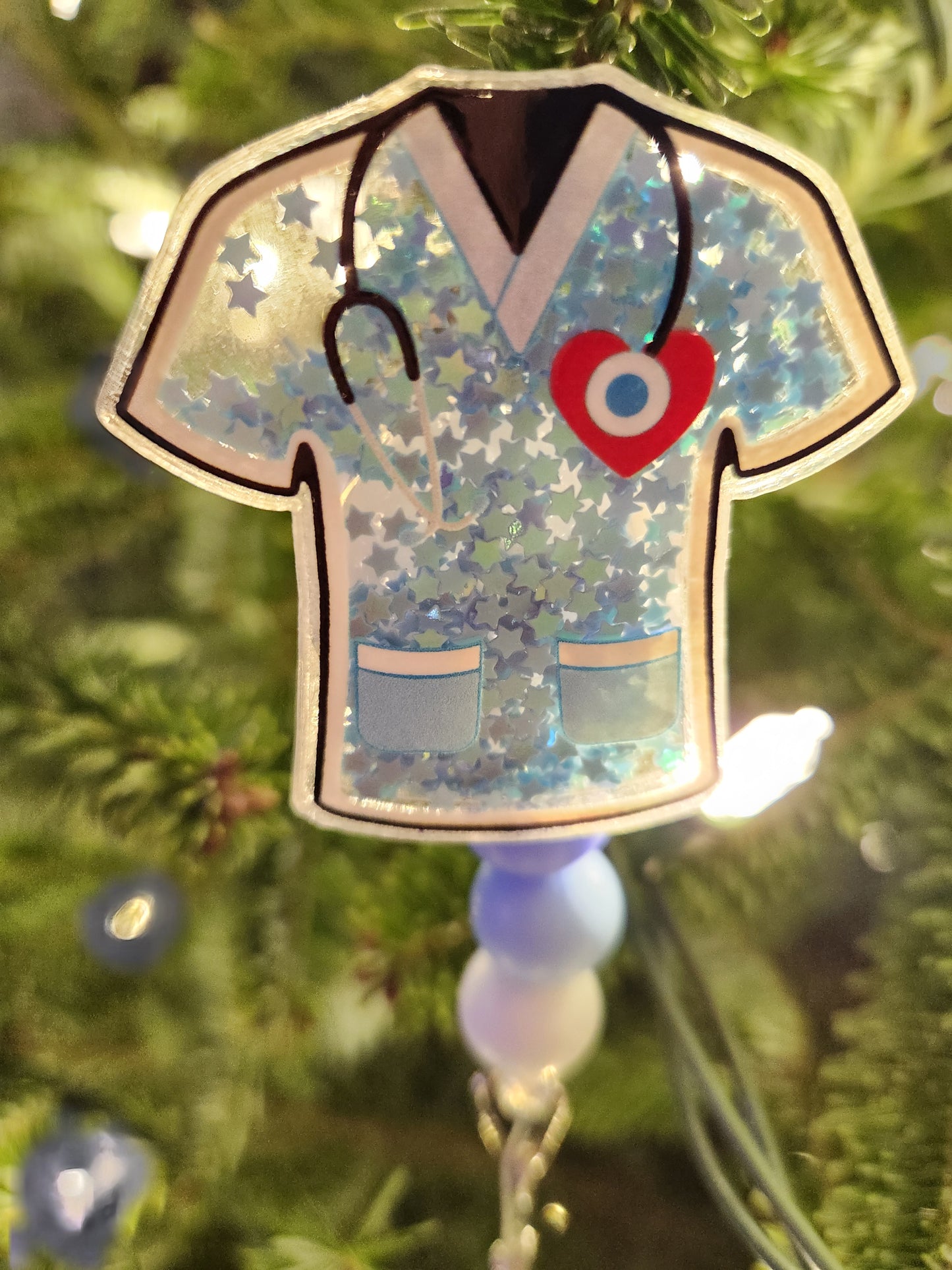 Badge Reel: Scrubs (blue, glitter, Scrubs, Medical)