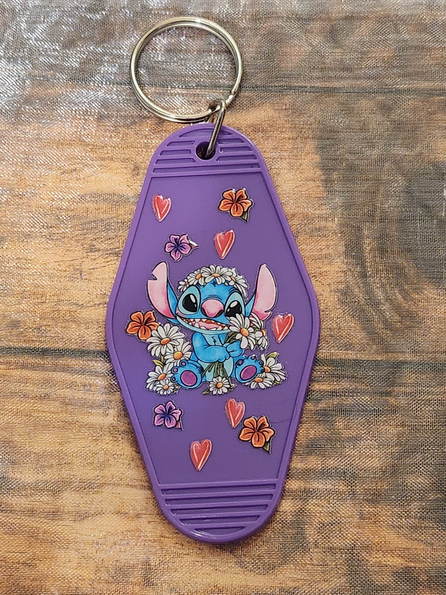 Motel Keychain: Floral and Heart Stitch