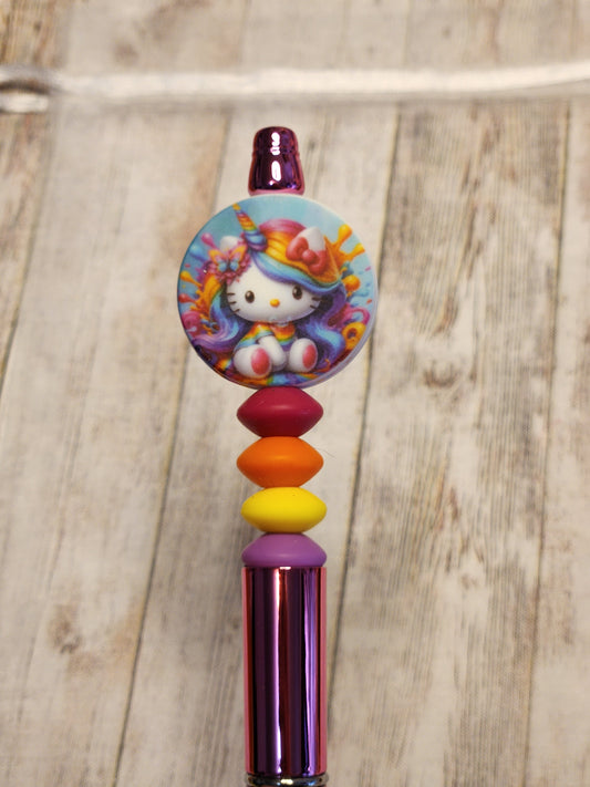 Beaded Pen: Hello Kitty (Unicorn, Rainbow)