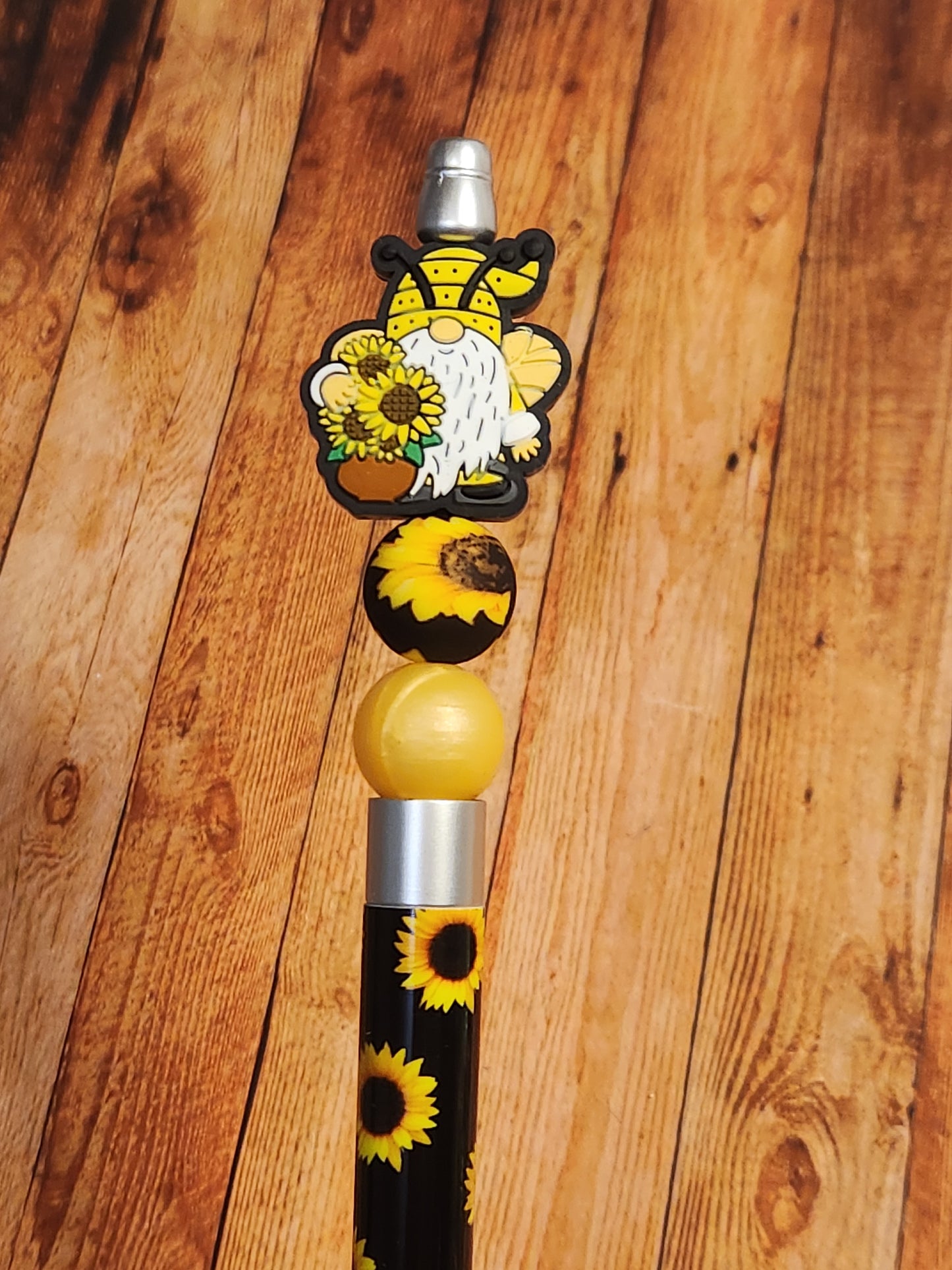 Beaded Pen: (Sunflowers, Bee Gnome)